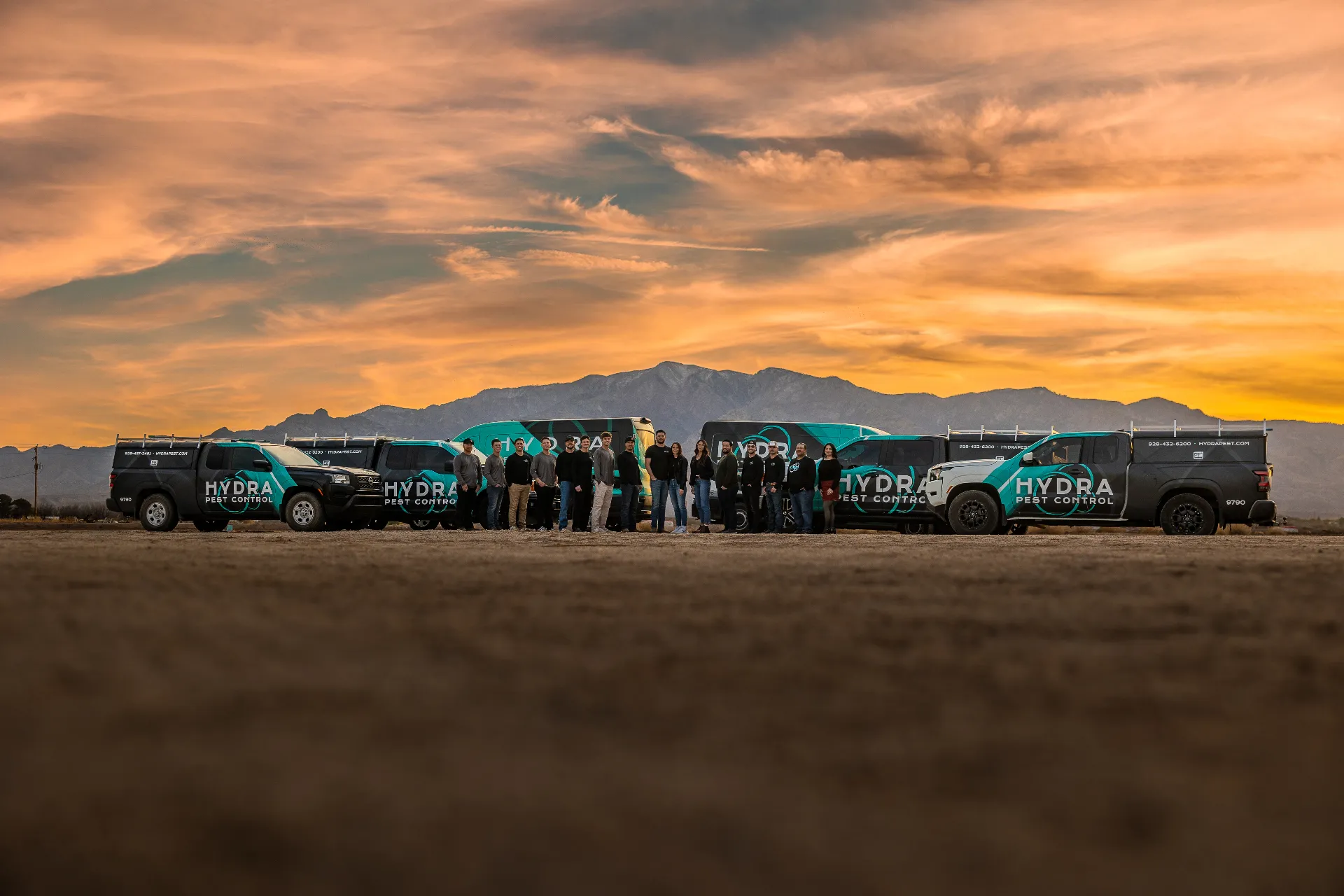 Hydra Pest Control team at sunset